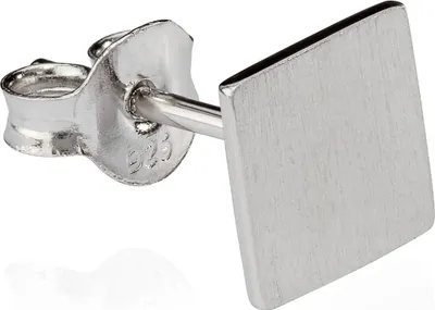 Produktbild von Einzelohrstecker Platte 925 Silber anlaufgeschützt matt 7x7mm kleine Ohrring