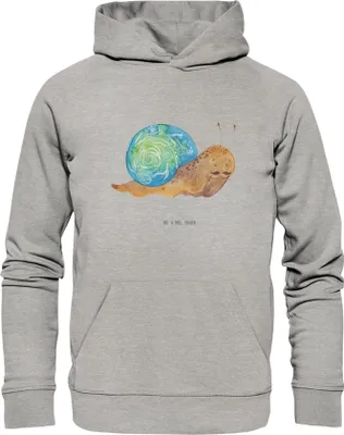 Produktbild von Mr. & Mrs. Panda Bedruckter Hoodie Schnecke Sir Größe M - Heather Grey - Geschenk, Weisheit, Lebensmut, Baumwollpullover, Lebenszeit, Lustige Sprüche, Pulli, Schnecken