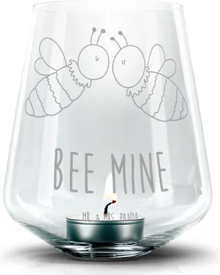 Produktbild von Mr. & Mrs. Panda Glas Teelichthalter Biene Liebe - Transparent - Geschenk, Windlicht, kerzenhalter, Laterne