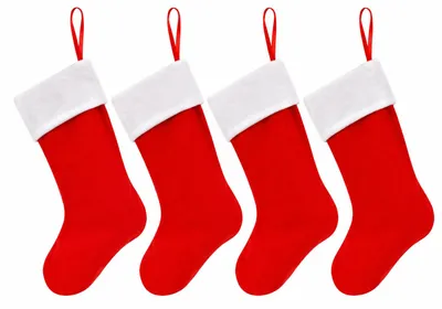 4 rote Weihnachtssocken zum Aufhängen und Befüllen