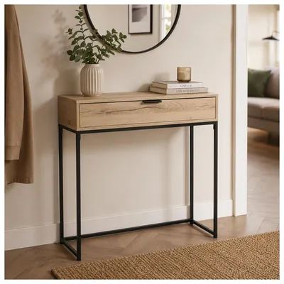 Produktbild von Konsolentisch Cedrik 80 cm mit Schublade Artisaneiche-Schwarz