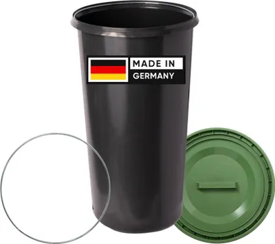 Produktbild von TOPANBIETER 999 Gelber Sack Eimer 3 Teile: Deckel GRÜN - Ring - Futtertonne , 60 Liter Mülleimer Sack-Ständer, Müllsackhalter, Müllsackständer