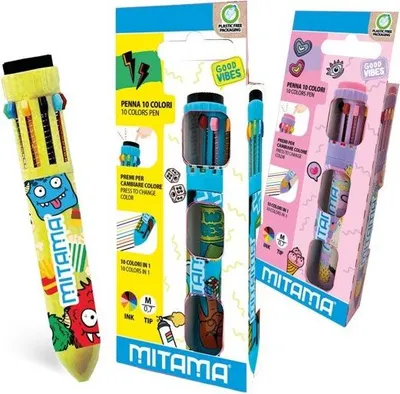 Zdjęcie produktu dla Pióro kulkowe 10 kolorów "Good Vibes", fioletowe, MITAMA 62650