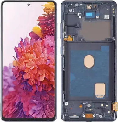 A split image showing a smartphone screen on the left and the disassembled phone frame on the right.