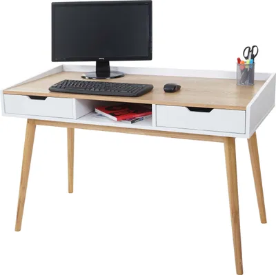 Obrázok produktu pre Písací stôl HWC-A70, počítačový stôl kancelársky stôl, 120x55cm MDF jaseňový vzhľad