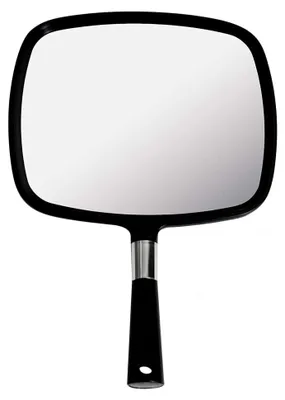 Produktbild von Handspiegel für Friseure mit Griff, rechteckiger Spiegel zum Haarschneiden, tragbarer Spiegel — 23 cm x 33 cm (Schwarz)