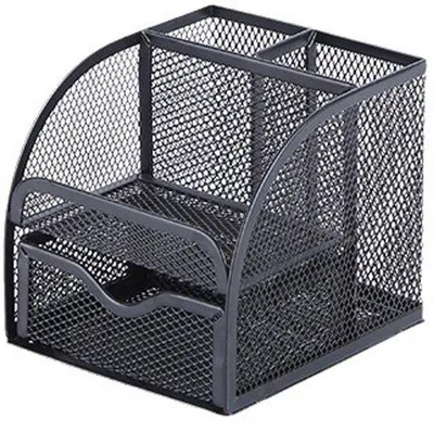 Image de Organiseur de bureau avec boîte de rangement pour fournitures de bureau - Noir