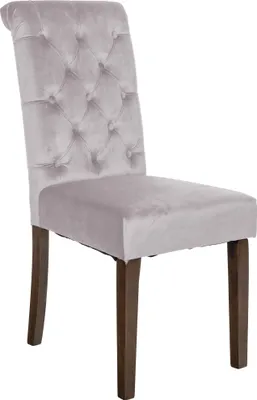 Produktbild von CLP Esszimmerstuhl Lisburn Mit Lehne im Chesterfield Design grau Material Samt