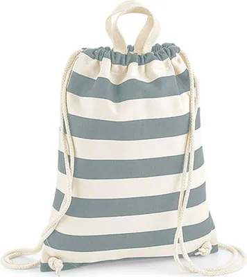 Produktbild von Westford Mill W686 | Gymnastik Beutel Nautical Gymsac - Farbe: Natural/Grey - Größe: 37 x 46 cm