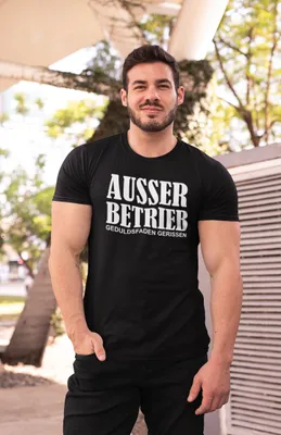 Produktbild von Herren Ausser Betrieb T-Shirt Schwarz Weiß 4XL Wessdruck