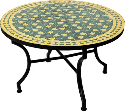Produktbild von Marokkanischer Mosaiktisch Estrella Grün Gelb ø 80cm , 45cm hoch