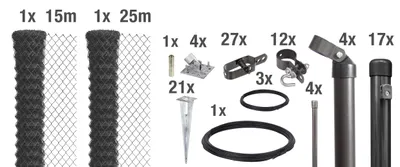 Zdjęcie produktu dla Alberts 631222 Ogrodzenie z siatki drucianej jako kompletny zestaw ogrodzeniowy, z tuleją wbijaną, antracyt-metalik, wysokość 125 cm, długość 40 m