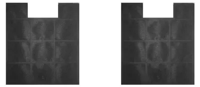 Two dark-patterned objects with white cutouts at the top.