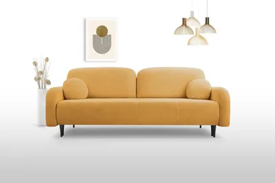 Produktbild von KEF Sofa Cleo 230x95x102 cm – Ausziehbar mit Schlaffunktion – Sofa mit Federkern – Auf Holzfüßen – Mit Kissen im Set – Elma 15 Kupferfarbener Cord