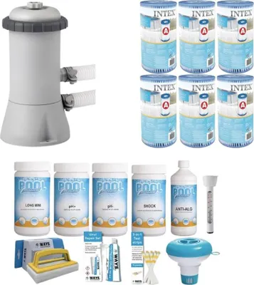 Zdjęcie produktu dla WAYS - Pielęgnacja basenu - Zestaw Medium Deluxe i pompa filtrująca 2271 l/u oraz 6 filtrów typu A