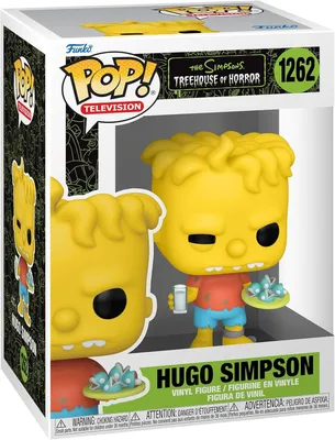 A Funko Pop! vinyl figure of Hugo Simpson from The Simpsons Treehouse of Horror, displayed in its original packaging.