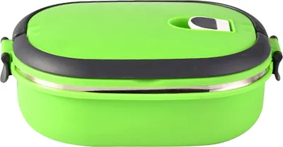 Produktbild von Lunchbox aus Edelstahl, isoliert, Thermo-Bento-Box, tragbar, leicht zu reinigen, Lebensmittelbehälter für Picknick im Freien