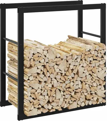 Produktbild von "2026 Promotion" Brennholzregal Schwarz 55x30x61 cm Stahl - Kaminholzregale CC25043