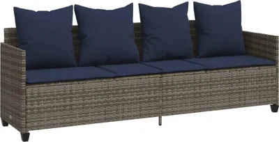 Image de vidaXL Chaise longue avec coussins Gris Poly rotin