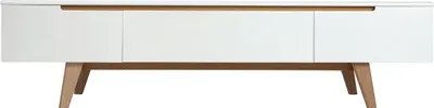 Produktbild von Miliboo - TV-Möbel Skandinavienstil Weiß glänzend und Esche 180 cm MELKA