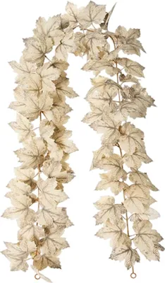 Produktbild von Beige Herbst-Ahornblätter-Girlande, 173,9 cm, künstliche Ahornblätter, Herbstgirlande, hängende Herbstranken, Tischdekoration, Haustür, Herbstdekor, Erntedank-Dekoration, Dekoration für draußen und drinnen