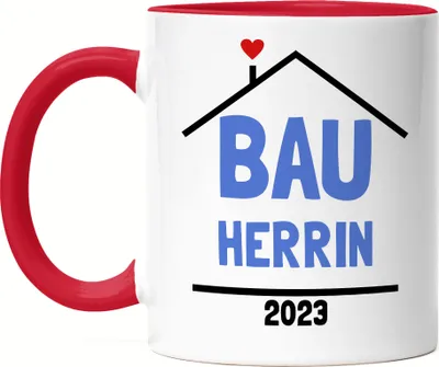 Produktbild von Bauherrin 2023 Tasse Hausbau Richtfest Häuslebauer Geschenk Einzug Eigenheim Spruch Lustig Tasse Rot