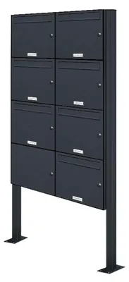 Produktbild von 8-Fach Standbriefkasten in Anthrazitgrau RAL 7016 als Briefkastenanlage DIN A4 im modernen Design