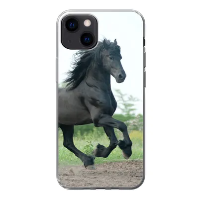 Produktbild von MuchoWow® Handyhülle Schutzhülle Hülle für iPhone 13 Pferd - Schwarz - Natur Silikon Softcase Handy Hülle - Karteninhaber
