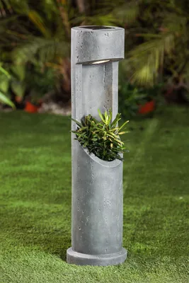 Obrázok produktu pre osvetlený kvetináč Solárne svetlo Plantáž 19x75 cm Okrúhla solárna lampa