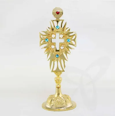 Produktbild von 2690 Reliquiar Reliquie Monstranz Für Klosterarbeit, Hausaltar mit Steinen 30cm