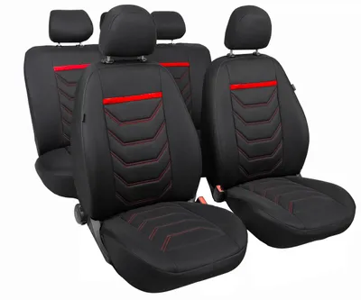Produktbild von Autobezüge Sitzbezüge Schonbezüge Sitzbezug Sitzschutz Comfort Plus Komplet Set Universal Schwarz (Rot)