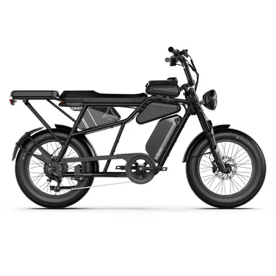 Image de A-Spadz CAVET Air Plus - VTT électrique (Fatbike) - avec repose-pieds - 20 pouces - moteur 250W - 7 vitesses - autonomie de 100 km - freins à disque hydrauliques - noir