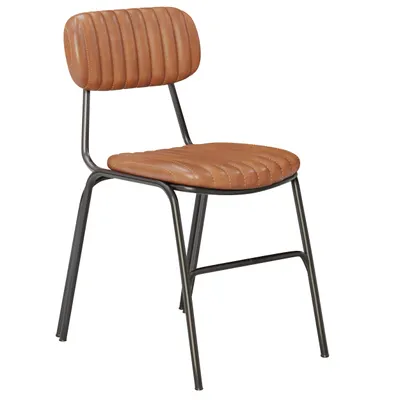 Produktbild von 2er-Set GINO | Retro Stuhl | Braun | Leder | Retrostühle, Vintage Stuhl