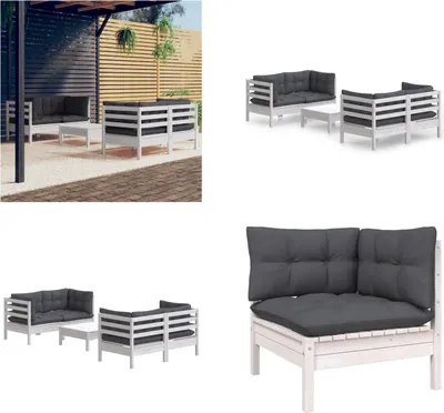 Produktbild von vidaXL 5 tlg. Garten Lounge Set mit Anthrazit Kissen Kiefernholz - Garten-Lounge-Set - Garten-Lounge-Sets - Lounge-Set - Lounge-Sets