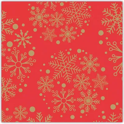 Produktbild von Servietten stoffähnlich 40x40cm mit Schneeflocken 25 Stück Rot / Gold