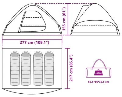 Productafbeelding van vidaXL Koepeltent voor 4 personen, olijgroen, waterdicht