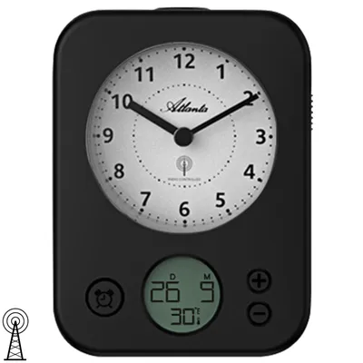 Produktbild von Atlanta 1848/7 Wecker Funk Funkwecker schwarz mit Licht Snooze