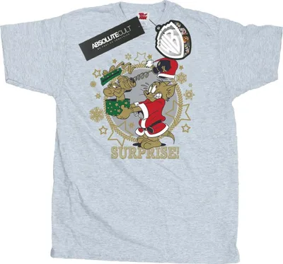 Produktbild von Tom And Jerry - "Christmas Surprise" T-Shirt für Herren BI52090 (L) (Grau)
