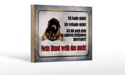 Produktbild von Holzschild Hinweis 18x12cm kaufe nichts mein Hund weiß