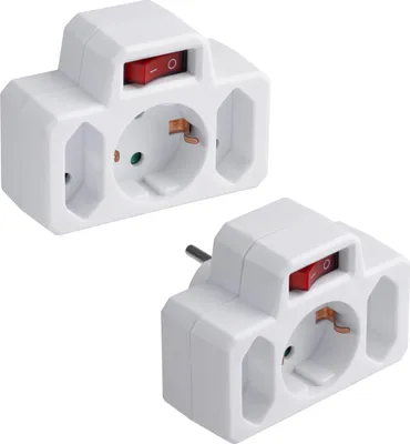 Produktbild von Meister Zwischenstecker 3-Fach 2 Stück im Set Beleuchteter Schalter weiß IP20