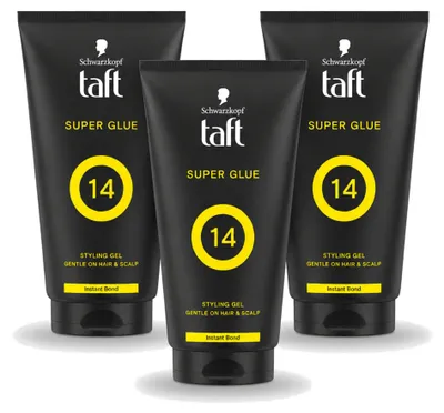 Imagen del producto de 3 unidades de Taft Men Power Gel Super Adhesivo, 14 - Fijación máxima - 150 ml - Paquete económico