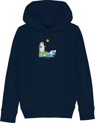 Produktbild von Mr. & Mrs. Panda Kinderpullover Pinguin Surfer 9-11 Jahre (134/146) - French Navy - Geschenk, Hoodie, Kapuzenpulli, Sweatshirt, Pullover, Motiviert, Hawaii, Optimistisch