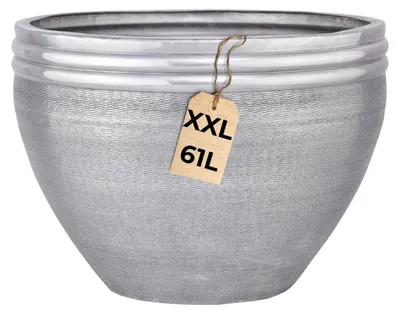 Produktbild von Blumentopf Calvino im modernen Design, für Pflanzenarrangements, in Silber 47 cm