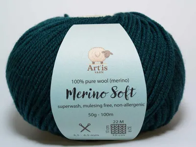 Obrázek produktu pro Merino Soft Art'is Yarn 100 % vlna, bez mulesingu a superwash (50 g / 120 m) (165 láhevově zelená)