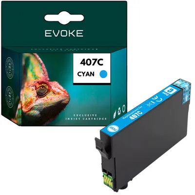Obrázok produktu pre Kompatibilné atramenty Evoke pre tlačiarne Epson 407XL 407L T07U2, farba: azúrová, objem: 26 ml, výtlačnosť: 1290 strán, modely: WorkForce Pro WF-4745DTWF