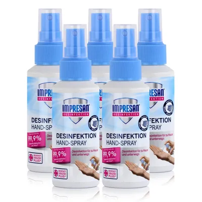 Produktbild von Impresan Hand-Spray 100ml - Hygienische Sauberkeit ohne Wasser (5er Pack)