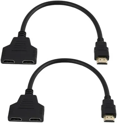 Produktbild von 2PCS HDMI Splitter Adapter, HDMI Verteiler für 2 Monitore gleichzeitig, HDMI Doppelstecker 1 auf 2, 1080P HD Bildqualität, Ideal für Fernseher, Monitore, Projektoren und Gaming-Konsolen