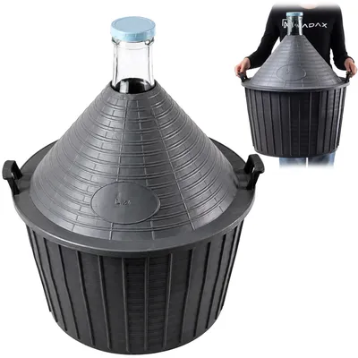 Produktbild von KADAX Glasballon mit Kunststoffkorb "Alatri", schmale Öffnung, Weinballon, Flaschen, Gärbehälter, 54L