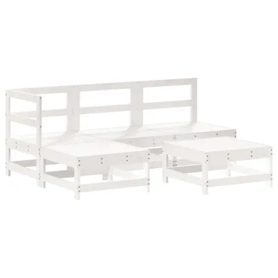 Produktbild von 5-tlg. Garten-Lounge-Set Weiß Massivholz Kiefer