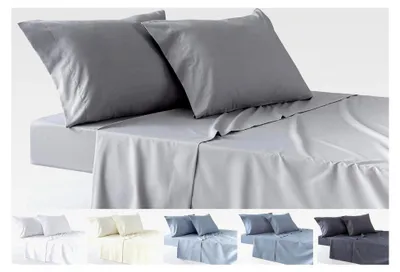 Produktbild von 4-teiliges Bettwäsche-Set mit Spannbettlaken, Bettlaken und 2 Kissenbezügen
